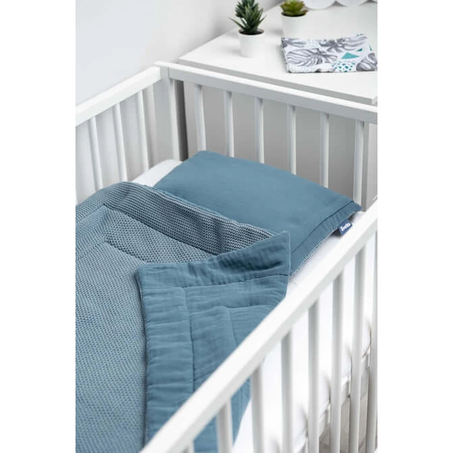 Musselin-Set für Bett oder Kinderwagen Blau