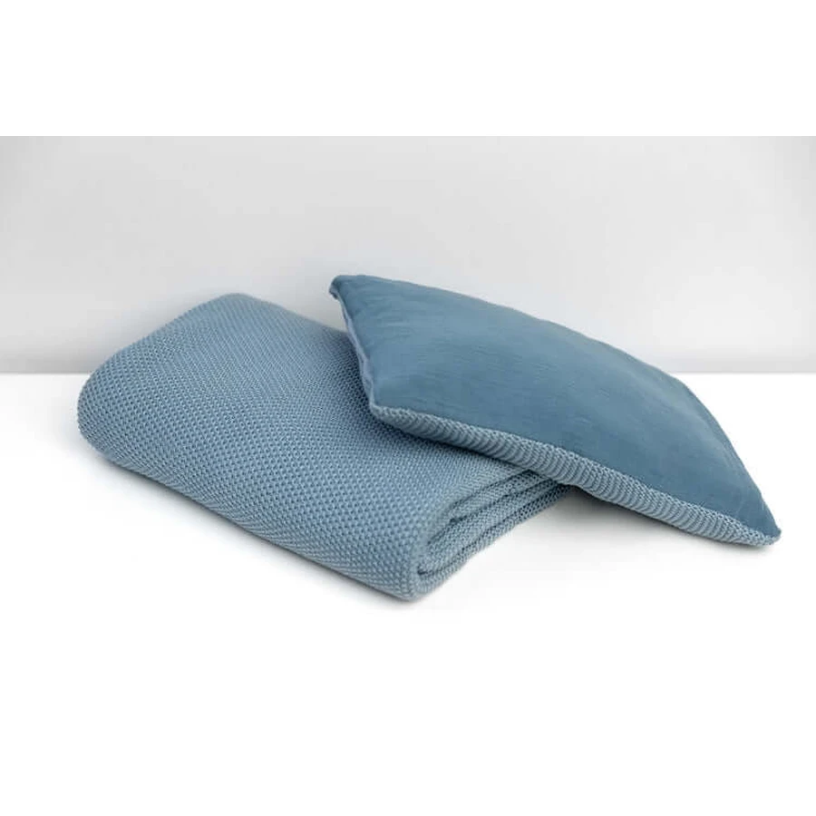 Musselin-Set für Bett oder Kinderwagen Blau