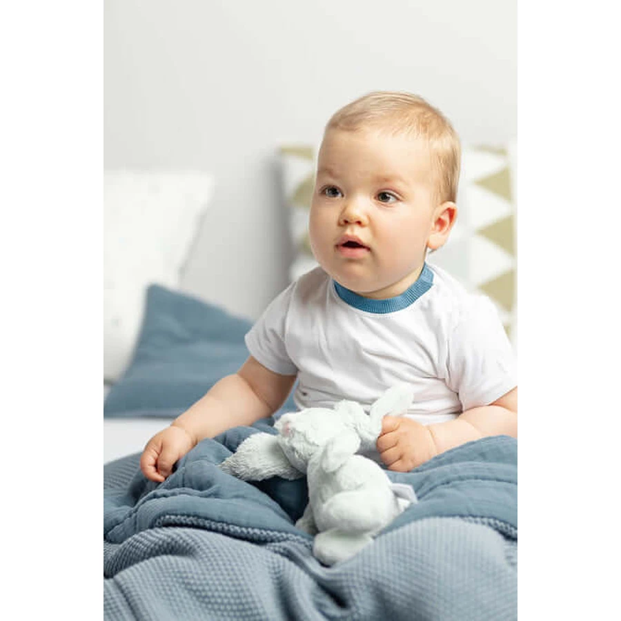 Musselin-Set für Bett oder Kinderwagen Blau