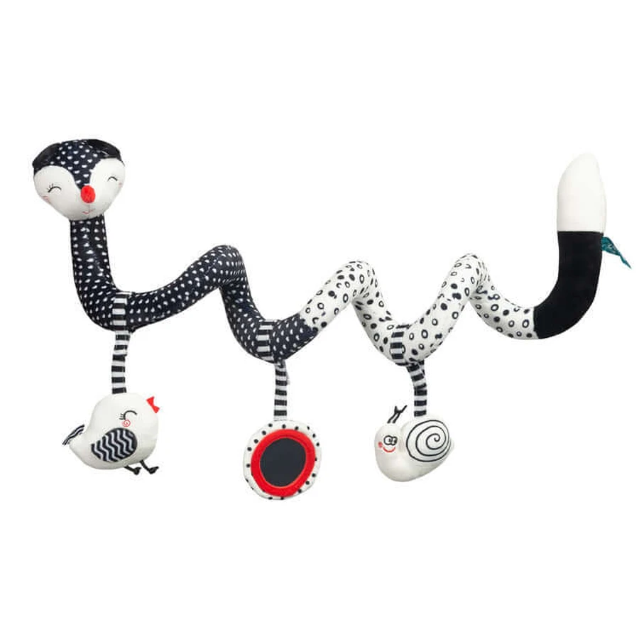 Speelgoedspiraal voor kinderwagen en bed Zwart-Witte Vos Sensillo