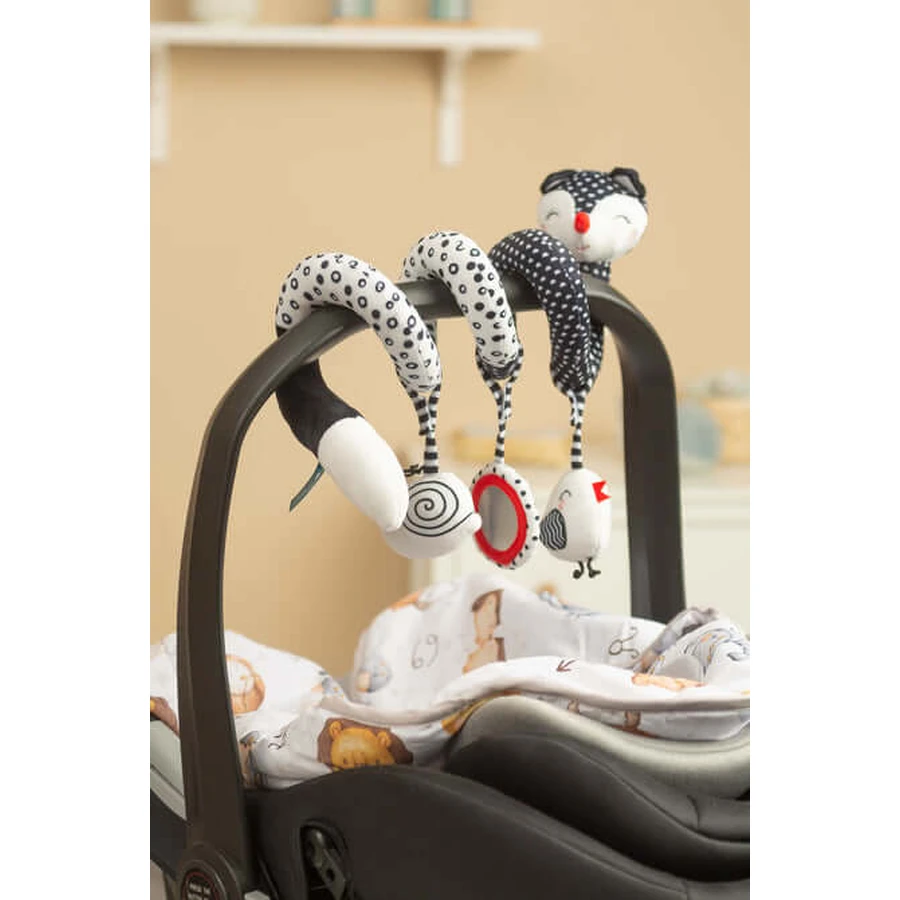 Speelgoedspiraal voor kinderwagen en bed Zwart-Witte Vos Sensillo