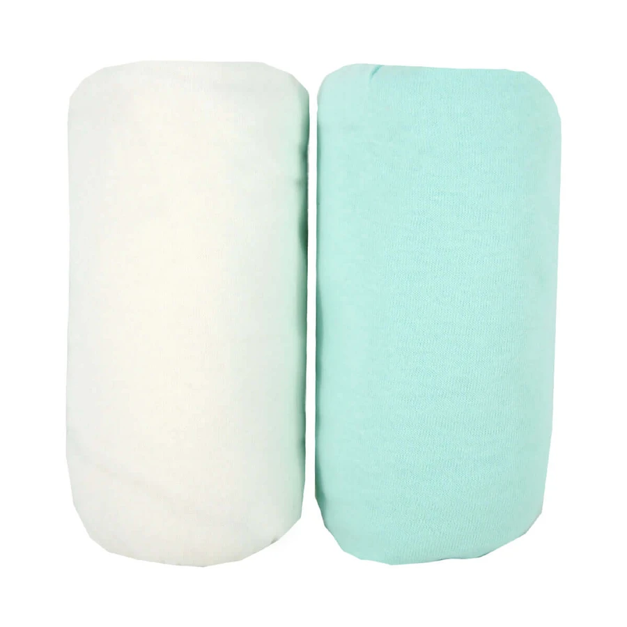 Sábanas 2 Broy 60X120Cm 100% Algodón Blanco/Turquesa Babycalin
