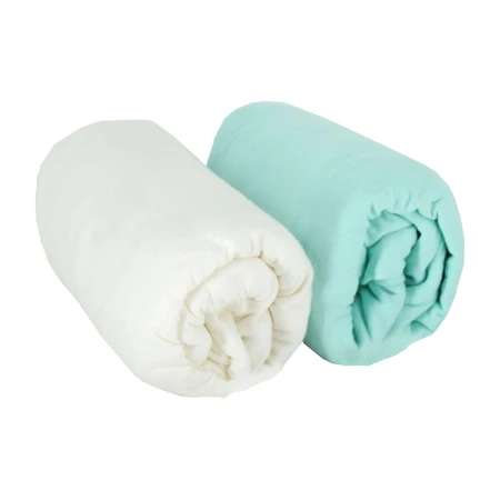 Sábanas 2 Broy 60X120Cm 100% Algodón Blanco/Turquesa Babycalin