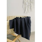 Couverture en bambou et coton bleu marine 100X80