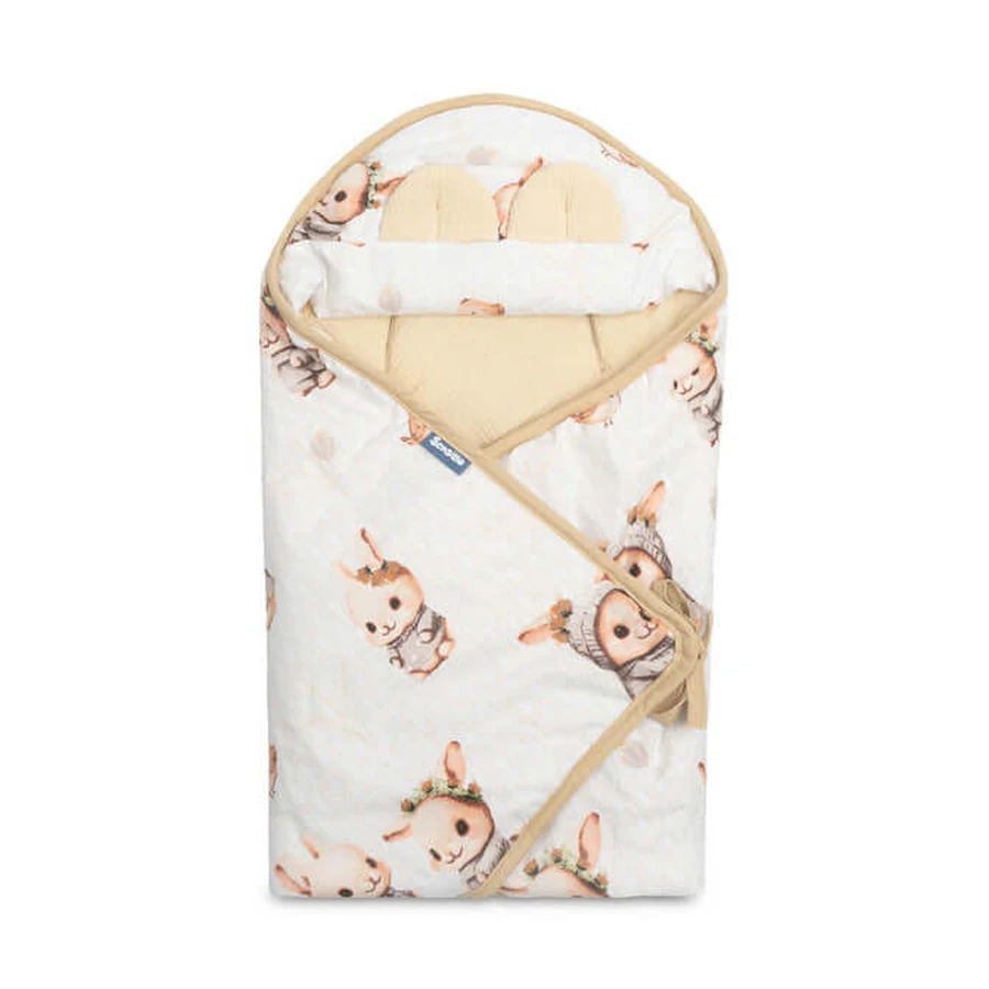 Muslin Luier 90X90Cm Beige Konijntje Voor Autostoel 0-13Kg