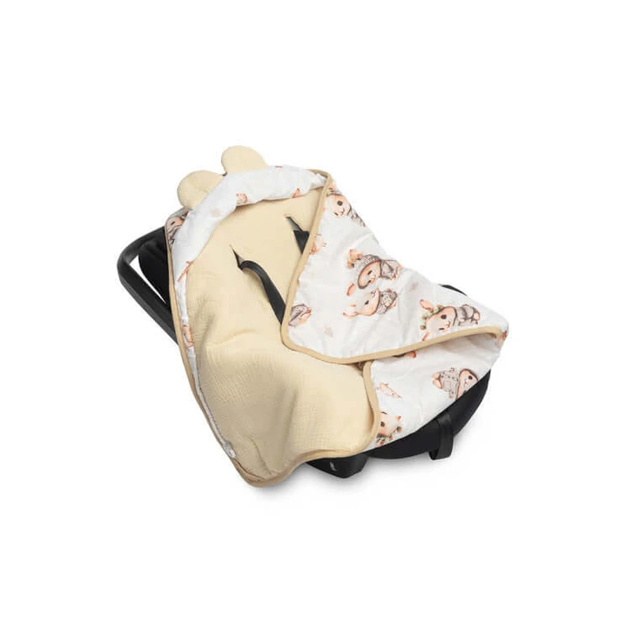 Muslin Luier 90X90Cm Beige Konijntje Voor Autostoel 0-13Kg