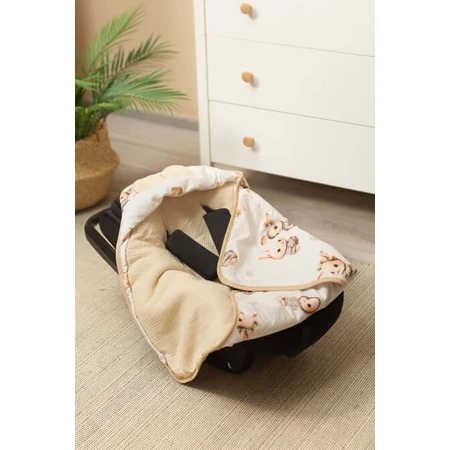 Muslin Luier 90X90Cm Beige Konijntje Voor Autostoel 0-13Kg