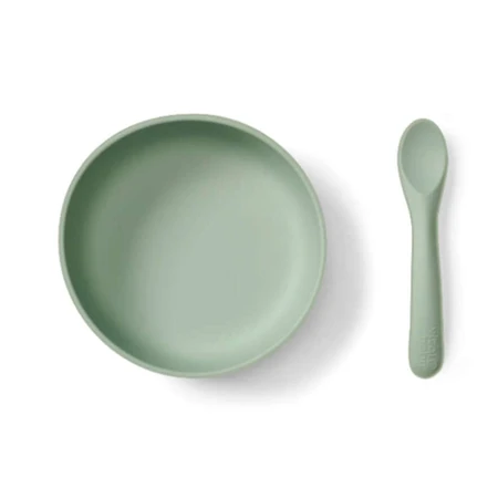 Juego de Vaso y Cuchara de Silicona para Vacío Mint Vital Baby