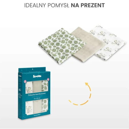 Pañales Bambú 3 Piezas Dinosaurios Verde 70X80 Sensillo
