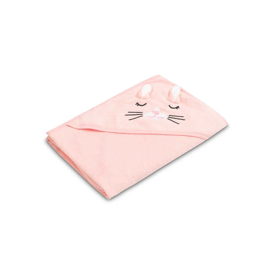 Babyhandtuch mit Kapuze 100X100 Sm Kaninchen Rosa Sensillo