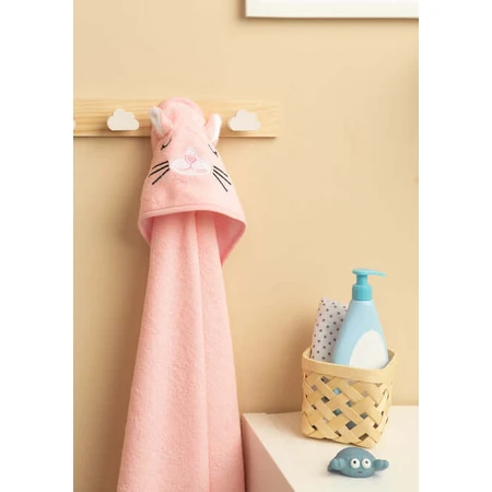 Babyhandtuch mit Kapuze 100X100 Sm Kaninchen Rosa Sensillo