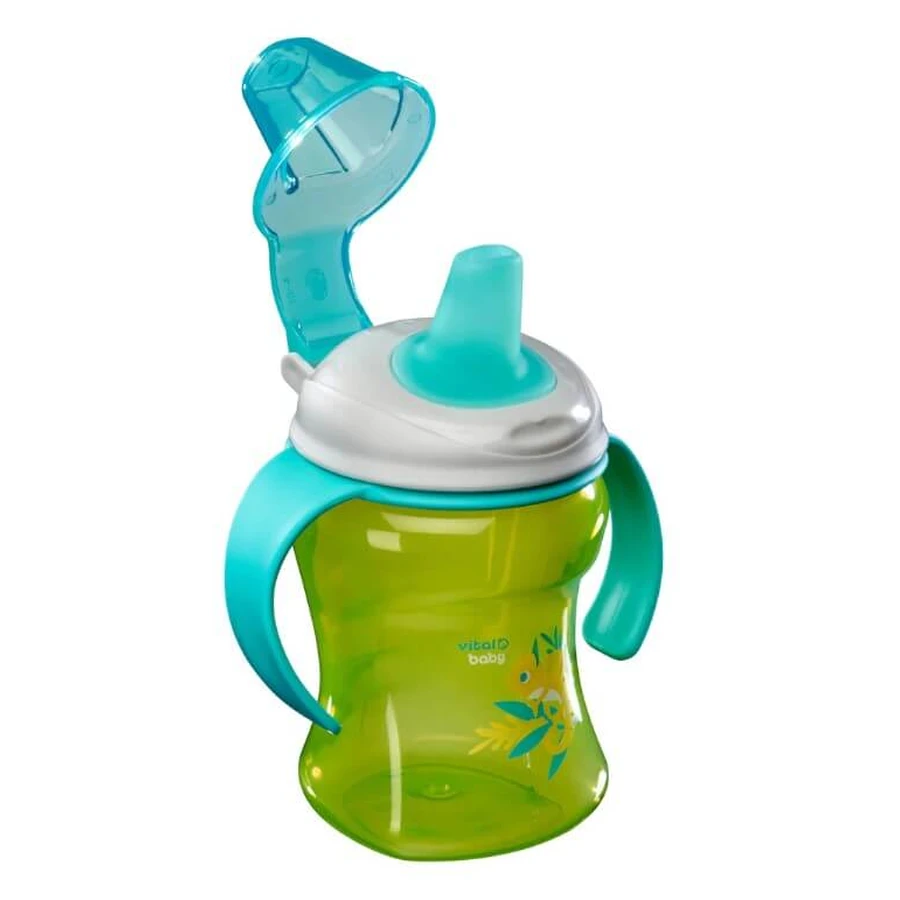 Einfacher Trinklernbecher mit abnehmbaren Henkeln 260 ml. Grünes Vital Baby
