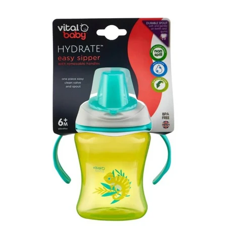 Einfacher Trinklernbecher mit abnehmbaren Henkeln 260 ml. Grünes Vital Baby
