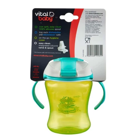 Einfacher Trinklernbecher mit abnehmbaren Henkeln 260 ml. Grünes Vital Baby