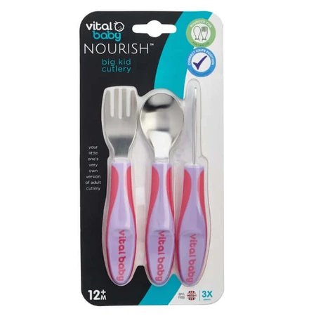Utensilios de metal para niños 12M+ Morado Vital Baby