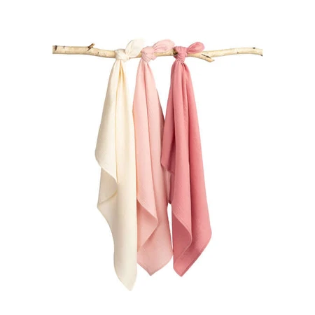 Muslin Nappies Uniform Pink 3 Count 60X80Cm