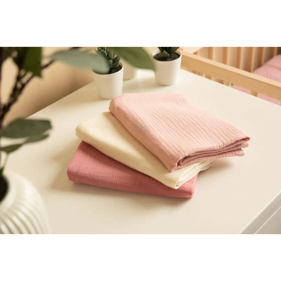 Muslin Nappies Uniform Pink 3 Count 60X80Cm