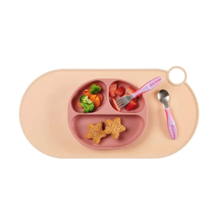 Silikonteller mit Vakuum 4+ Monate Rosa Vital Baby