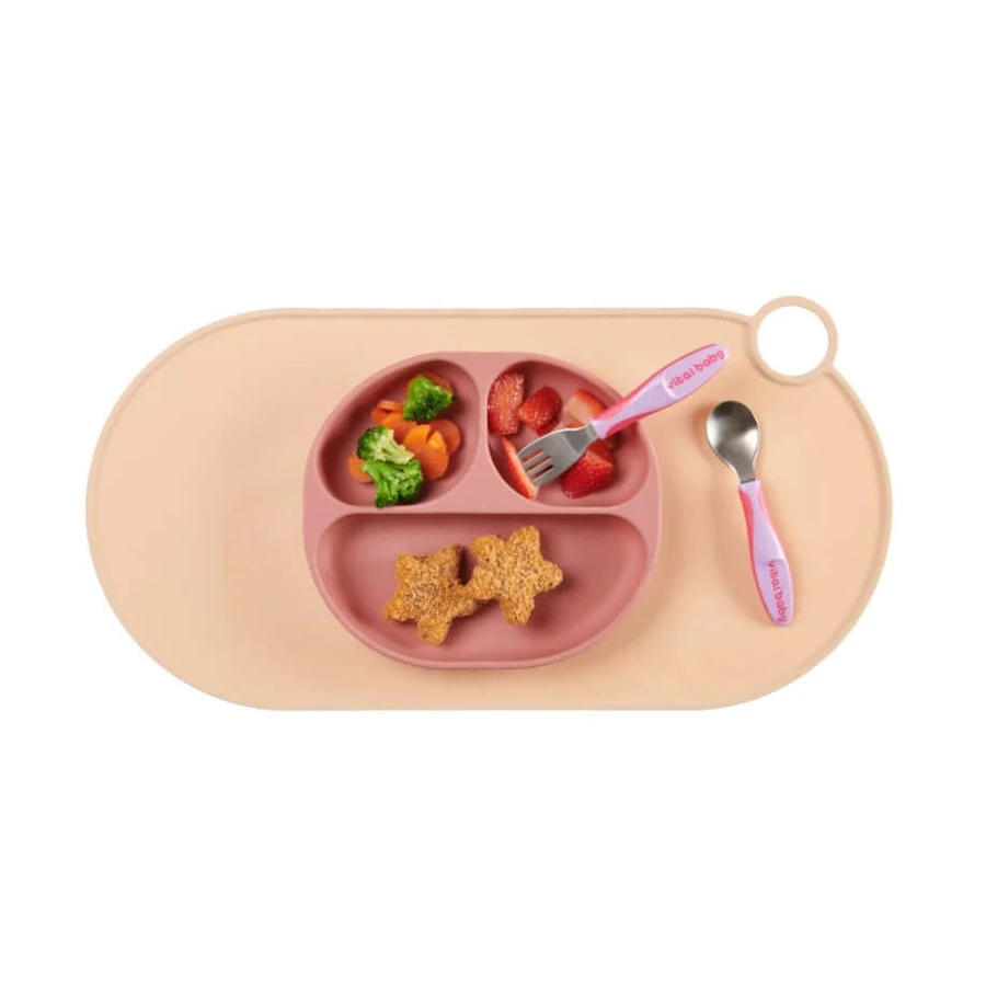 Silikonteller mit Vakuum 4+ Monate Rosa Vital Baby