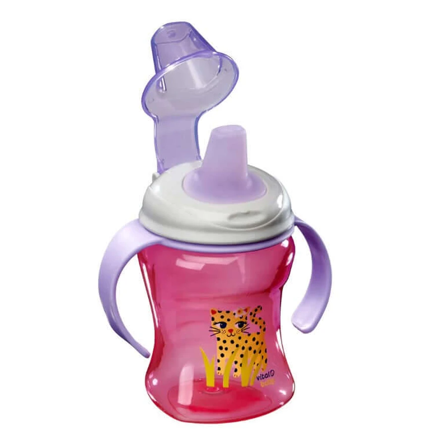 Easy sipping cup with removable handles 260 ml. Purple Vital Baby