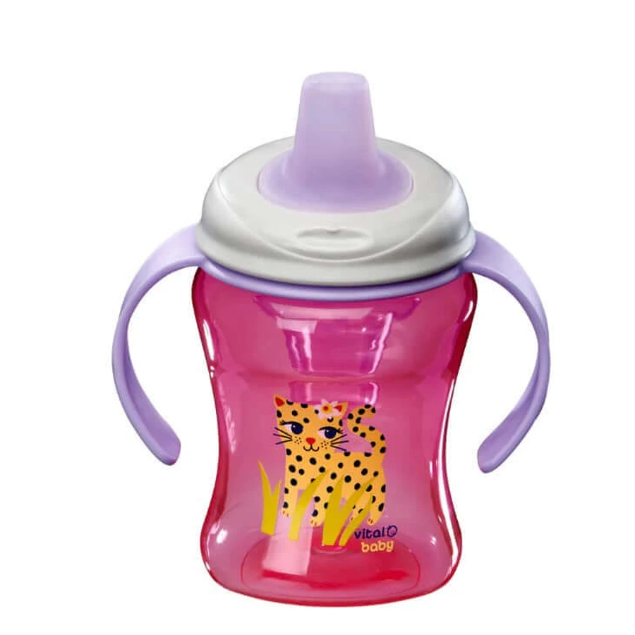Easy sipping cup with removable handles 260 ml. Purple Vital Baby