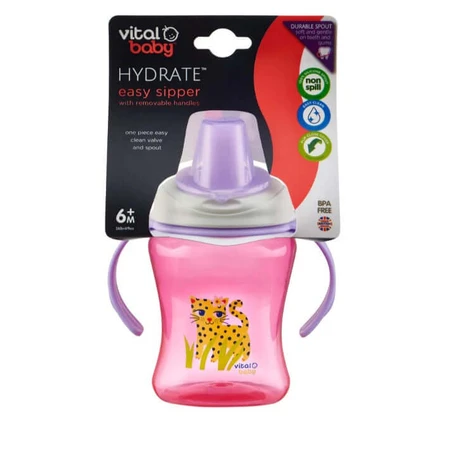 Easy sipping cup with removable handles 260 ml. Purple Vital Baby