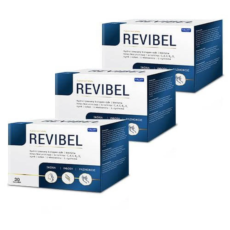 REVIBEL hydrolizowany kolagen rybi, 3 x 30 sasz