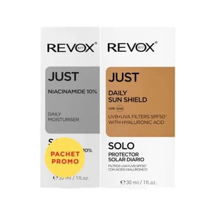 Moisturizing serum with 10% niacinamide 30 ml + Day cream with sun protection SPF50 and hyaluronic acid 30 ml Just, Revox