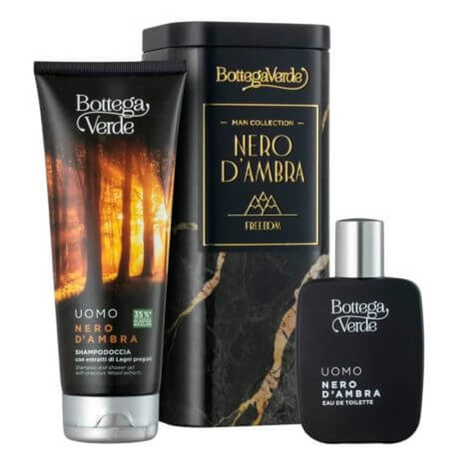 2 in 1 Shampoo und Duschgel Set 200 ml + Eau de Toilette 50 ml Nero d'Ambra, Bottega Verde