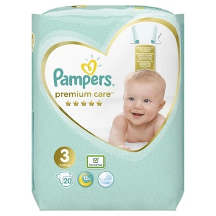 Diapers, No.3, Premium Care, 6-10 Kg, 20 pieces, Pampers