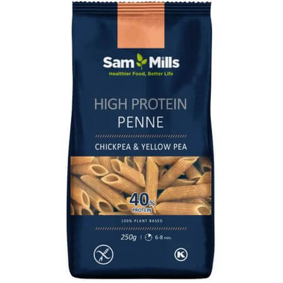 Pâtes au poulet et aux pois jaunes hyperprotéinées Hyperprotéinées, 250 g, Sam Mills