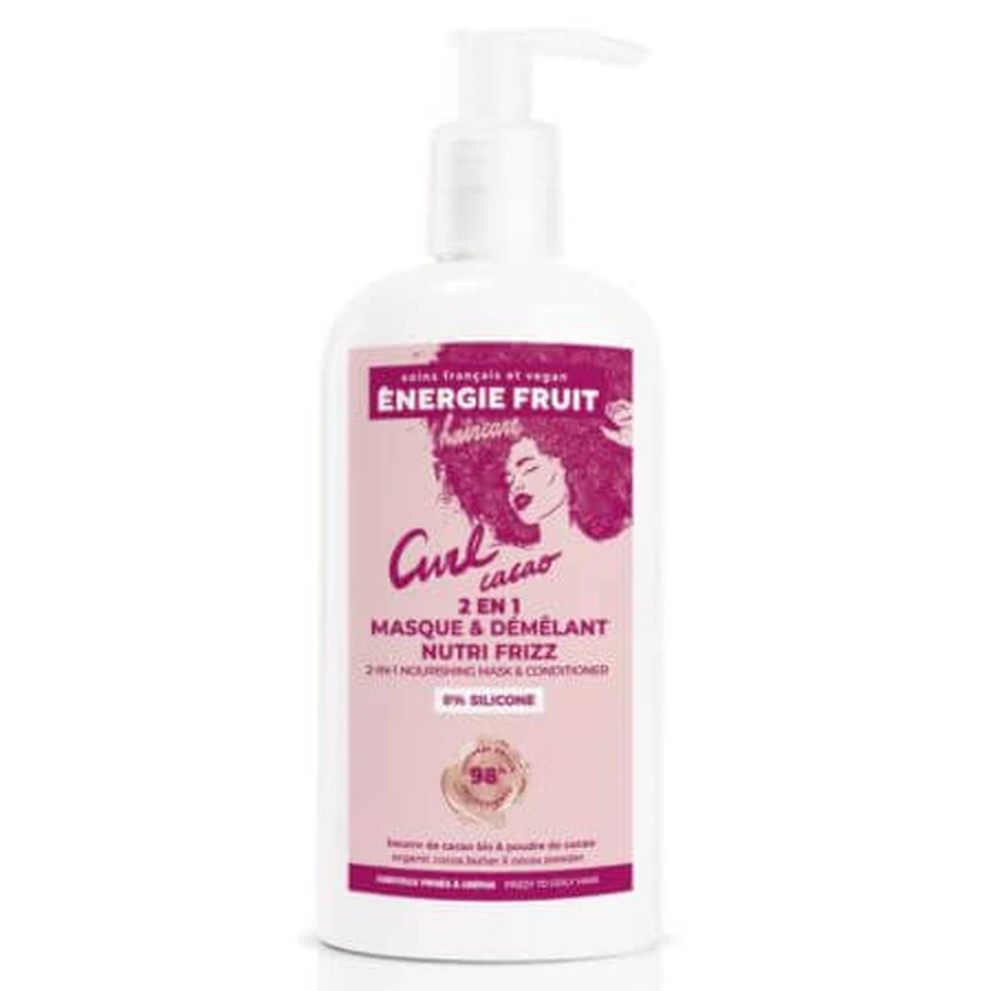 2 in 1 masker en conditioner voor krullend, pluizig of pluizig haar Krul Cacao, 300 ml, Energie Fruit