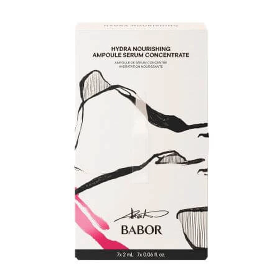 Limited edition set van flacons, Hanna Schownald Hydra Nourishing met Hyaluronzuur, Pro Vitamine B5, 7 flacons x 2ml, Babor