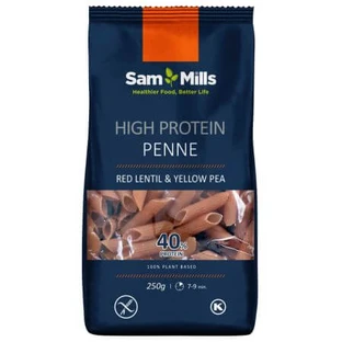 Pâtes aux lentilles rouges et aux pois jaunes riches en protéines, 250 g, Sam Mills
