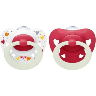Nuk Signature Silicone Orthodontische Fopspenen Siliconen fopspeen met zakje wit - rood voor 18-36 maanden 2st