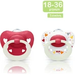 Nuk Signature Silicone Orthodontische Fopspenen Siliconen fopspeen met zakje wit - rood voor 18-36 maanden 2st
