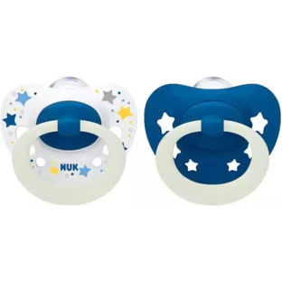 Nuk Signature Signature Silicone Fopspenen Fopspeen met hoesje Blauw voor 0-6 maanden 2st