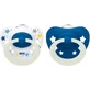 Nuk Signature Signature Silicone Fopspenen Fopspeen met hoesje Blauw voor 0-6 maanden 2st