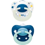 Nuk Signature Signature Silicone Fopspenen Fopspeen met hoesje Blauw voor 0-6 maanden 2st