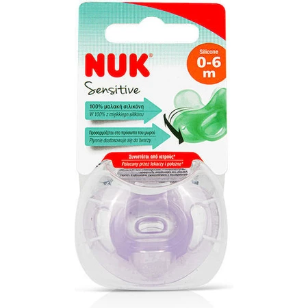 Nuk Sensitive Chupete ortodóntico de silicona con funda Mangekyu para 0-6 meses