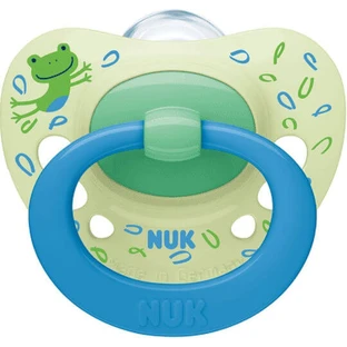 Nuk Signature Silicone Orthodontic Pacifier Frog - Green - Blue pour 18-36 mois