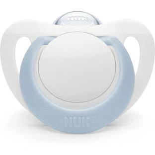 Nuk Genius Sucette orthodontique en silicone avec pochette Blanc-Bleu Ouvert pour 0-6 mois