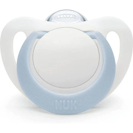 Nuk Genius Sucette orthodontique en silicone avec pochette Blanc-Bleu Ouvert pour 0-6 mois