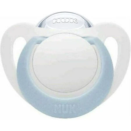 Nuk Genius Sucette orthodontique en silicone avec pochette Blanc-Bleu Ouvert pour 0-6 mois