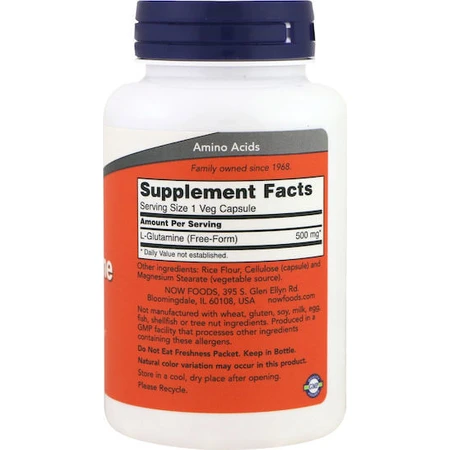 Now Foods L-Glutamine 500mg 120 Herbal Capsules Unflavoured