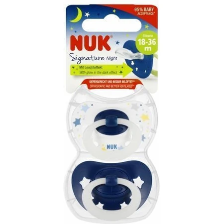 Nuk Signatur Silikon orthodontische Schnuller weiß & blau 18-36 Monate 2pcs
