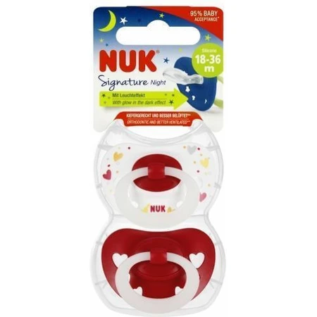 Nuk Signatur Silikon orthodontische Schnuller weiß & blau 18-36 Monate 2pcs