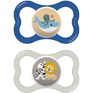 Mam 275S Walvis Silicone Orthodontische Fopspenen - Blauw/Grijs voor 16+ maanden 2st