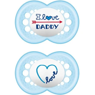 Chupetes Ortodónticos Mam Silicone I Love Daddy - Azul claro para 6-16 meses 2pcs