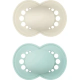 Mam 178S Kieferorthopädische Schnuller Silicon Matt - Beige - Mint für 6-16 Monate 2pcs